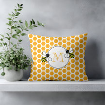 Panal de abeja naranja y patrón de abejas monogram