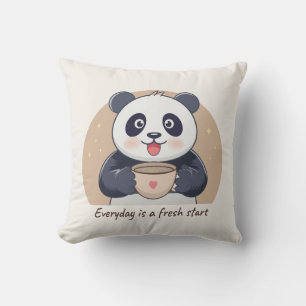Cojín Decorativo Panda Adorable con Café