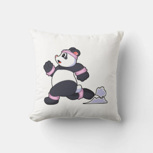 Cojín Decorativo Panda como corredor en carrera
