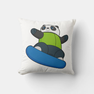 Cojín Decorativo Panda como snowboard con snowboard