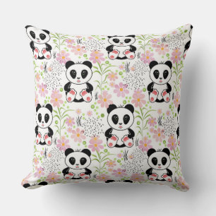 Cojín Decorativo Panda cubflores, rosa, infantil,