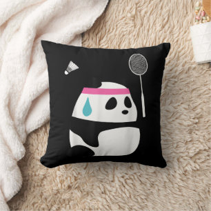 Cojín Decorativo Panda de bádminton exhausto divertido lindo