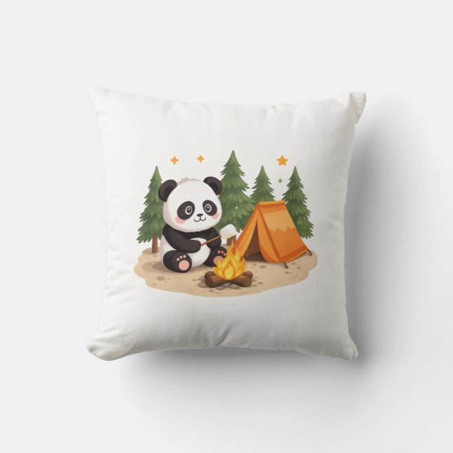 Cojín Decorativo Panda de Camping (Anverso)