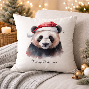 Cojín Decorativo Panda de Navidad Holly Jolly, personalizado