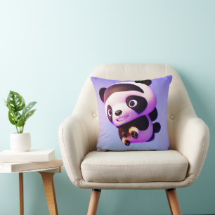 Cojín Decorativo Panda de Salto Animado,