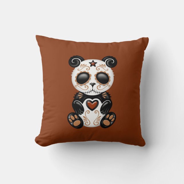 Cojín Decorativo Panda del azúcar del zombi de Brown (Anverso)