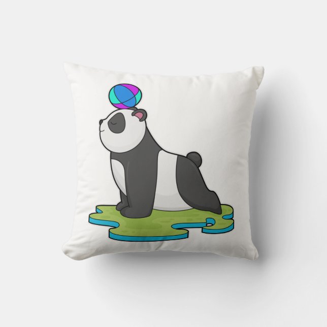 Cojín Decorativo Panda en el gimnasio del yoga (Anverso)