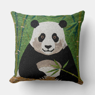 Cojín Decorativo Panda en el mosaico del bosque de Bambú