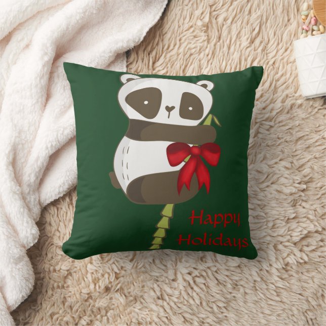 Cojín Decorativo Panda Felices Fiestas (Manta)