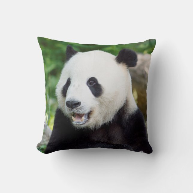 Cojín Decorativo Panda gigante comiendo bambú (Anverso)