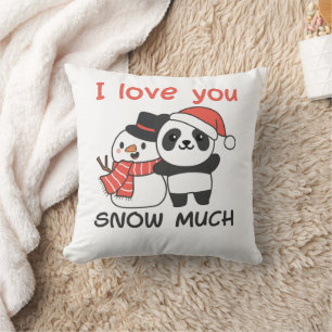Cojín Decorativo Panda I Love You Snow Mucho Snowman Pun
