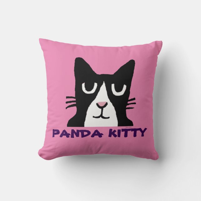 COJÍN DECORATIVO PANDA KITTY, TUXEDO CAT ART PILLOWS (Anverso)