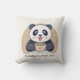 Cojín Decorativo Panda lindo con café