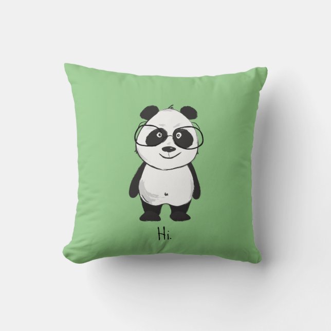 Cojín Decorativo Panda lindo con gafas (Anverso)