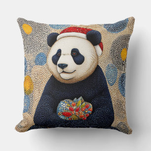 Cojín Decorativo Panda lindo de Navidad