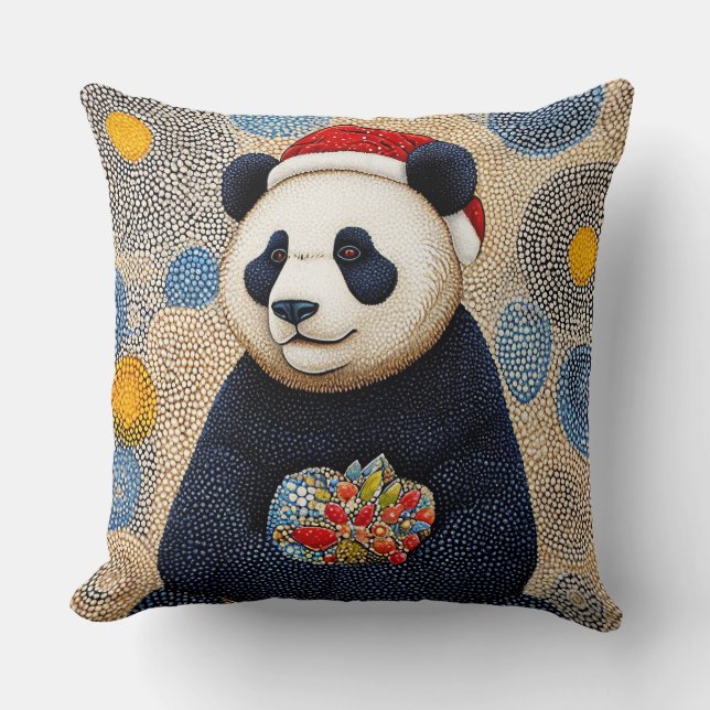 Cojín Decorativo Panda lindo de Navidad (Anverso)