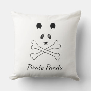 Cojín Decorativo Panda pirata divertida blanco y negro personalizad