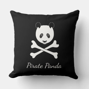 Cojín Decorativo Panda pirata divertida blanco y negro personalizad