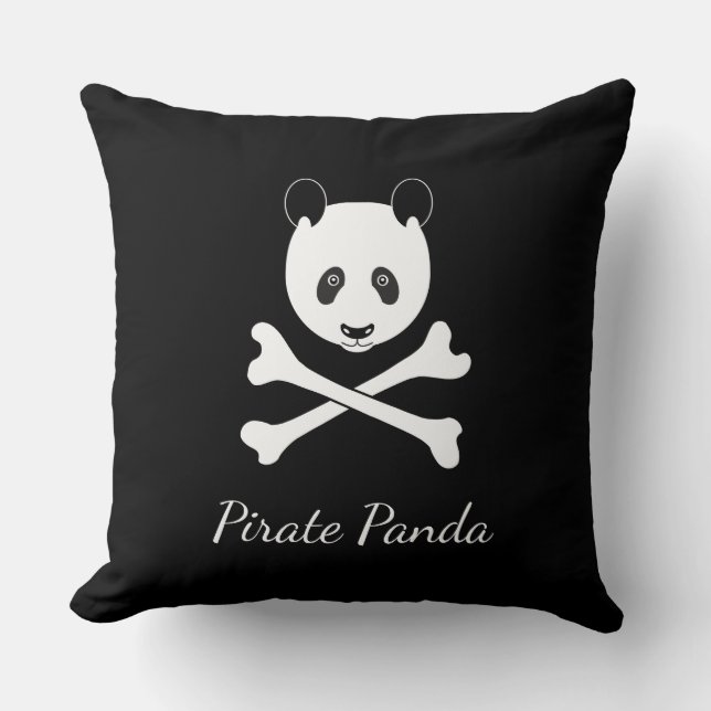 Cojín Decorativo Panda pirata divertida blanco y negro personalizad (Anverso)