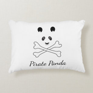 Cojín Decorativo Panda pirata divertida blanco y negro personalizad