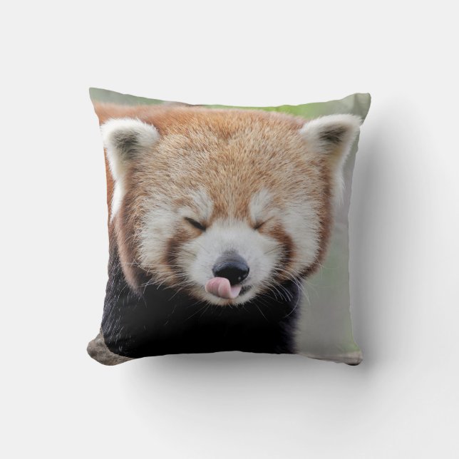 Cojín Decorativo Panda rojo con foto de almohada. (Anverso)
