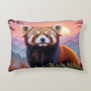 Cojín Decorativo Panda Rojo Doble Exposición Naturaleza Animal Salv