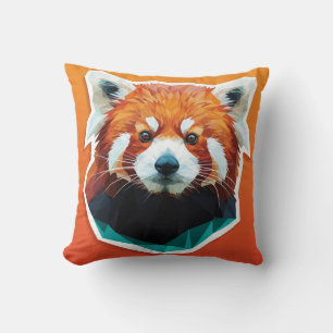 Cojín Decorativo Panda rojo geométrico