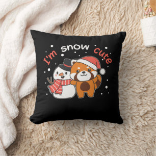 Cojín Decorativo Panda Rojo Soy Nieve Cute Snowman Snowman Pun
