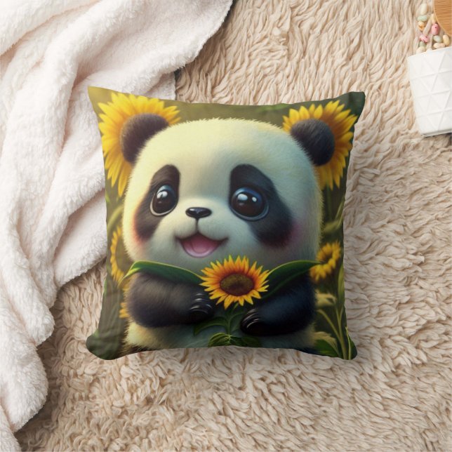 Cojín Decorativo Panda Sunflower (de dos lados): (Manta)