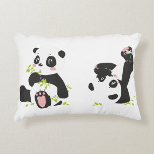 Cojín Decorativo Pandas   Cubos de panda y pequeña libélula