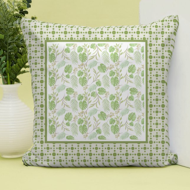 Cojín Decorativo Panel de hojas tropicales retro verde (Subido por el creador)