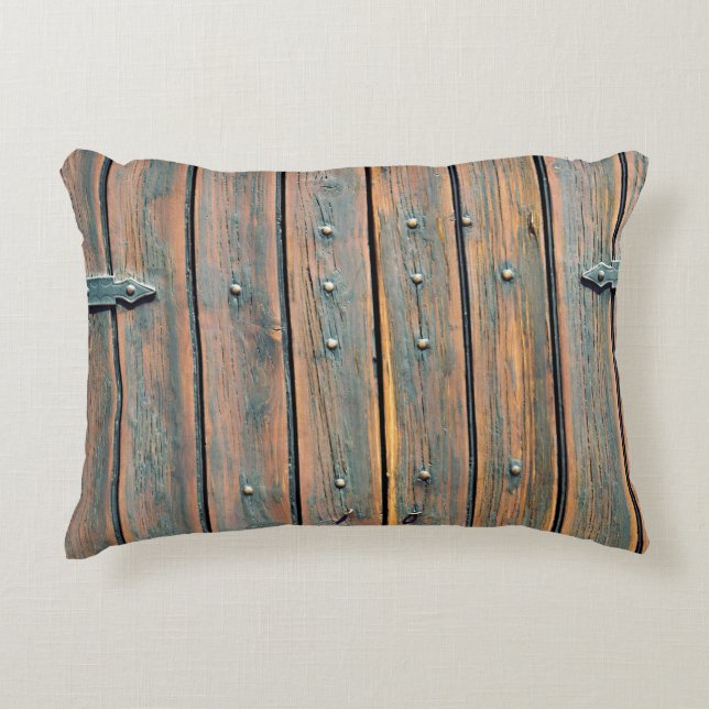 Cojín Decorativo Panel de madera marrón (Anverso)