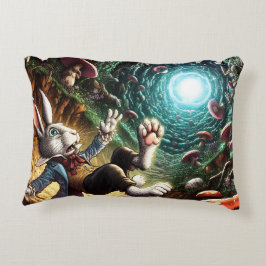 Cojín Decorativo Panicked Bunny Falling Down The Rabbit Hole