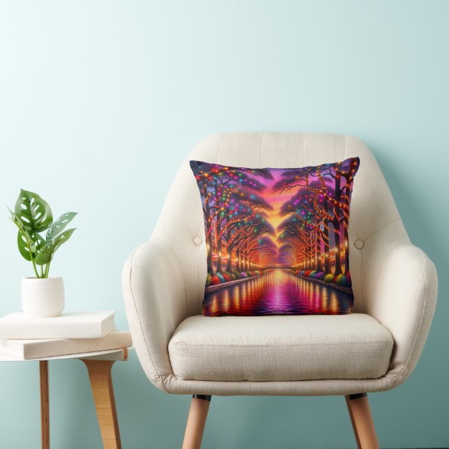 Cojín Decorativo "Panorama del Canal: Crepúsculo del paseo marítimo (Silla)