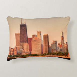 Cojín Decorativo Panorama del horizonte de Chicago en la salida del