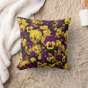 Cojín Decorativo Pansias amarillas y moradas
