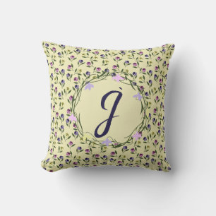Cojín Decorativo Pansias rosa morado y amarillo bonito