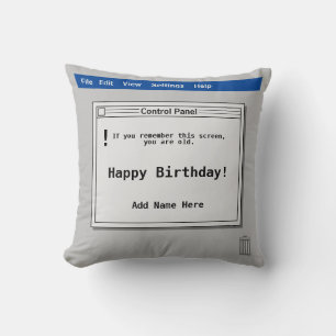 Cojín Decorativo Pantalla de computadora retro de cumpleaños