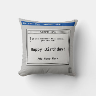 Cojín Decorativo Pantalla de computadora retro de cumpleaños