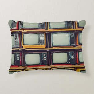 Cojín Decorativo Pantalla en blanco de la vieja retro de televisión
