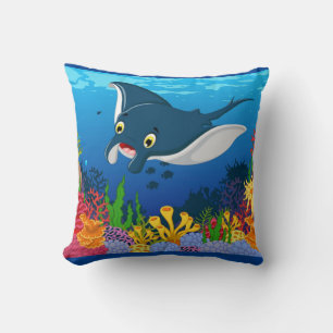 Cojín Decorativo Pantalla submarina panorámica de color gris rosado