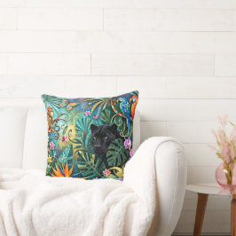 Cojín Decorativo Pantera negra África Estilo collage alegre selva