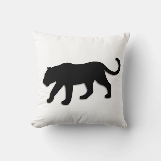 Cojín Decorativo Pantera negra en blanco (Anverso)