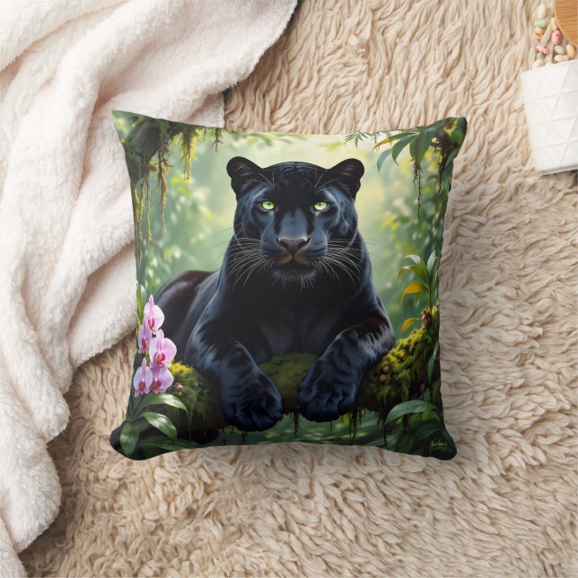 Cojín Decorativo Pantera negra en la selva (Manta)