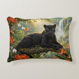 Cojín Decorativo Pantera Negra Flores de la Jungla de Kenia Cascada