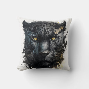 Cojín Decorativo Panther Retrato de Animales Pintando Vida Silvestr