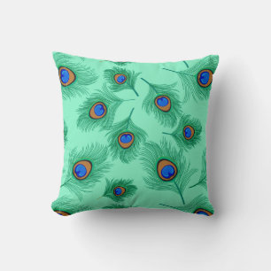 Cojín Decorativo Pañuelos de pavo real turquesa en agua ligera