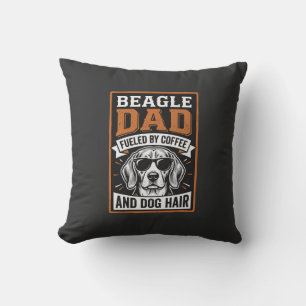 Cojín Decorativo Papá Beagle Impulsado por Café y Pelo de Perro