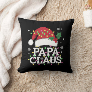 Cojín Decorativo Papa Claus Luces de Navidad Pijama Familia a Juego