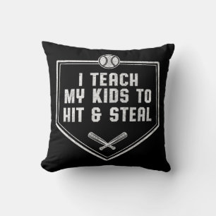Cojín Decorativo Papá de béisbol - Enseño a mis hijos a robar